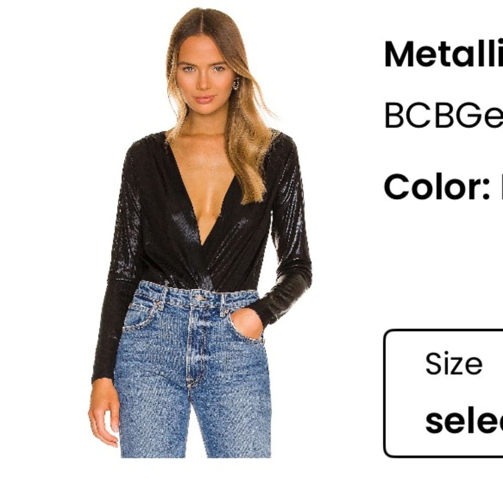 BCBGeneration Black Metallic Bodysuit